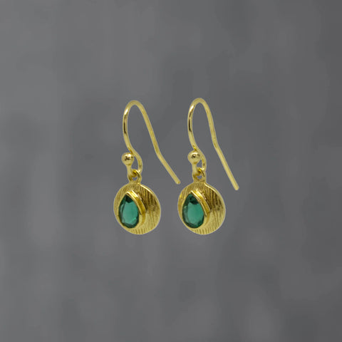 Textured gold green Quartz earrings