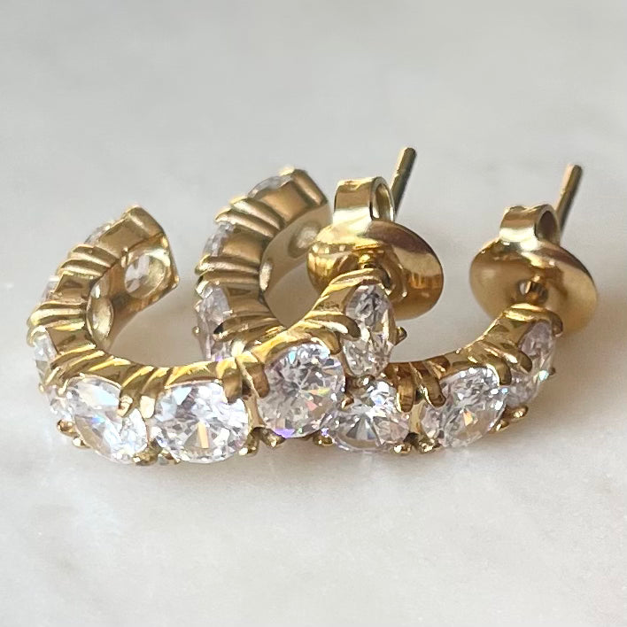 Gold Hoops with Cubic Zirconias