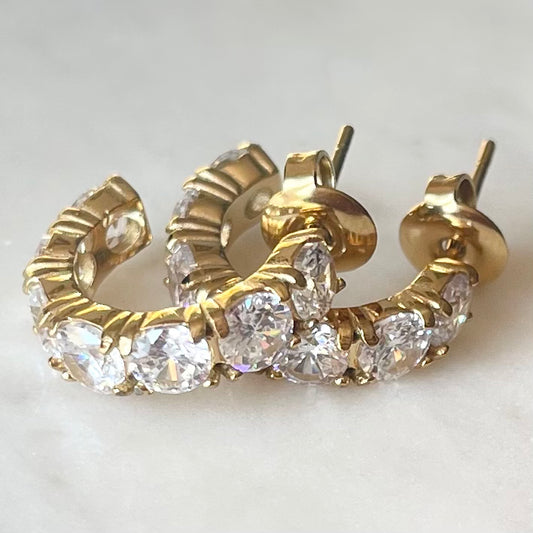 Gold Hoops with Cubic Zirconias