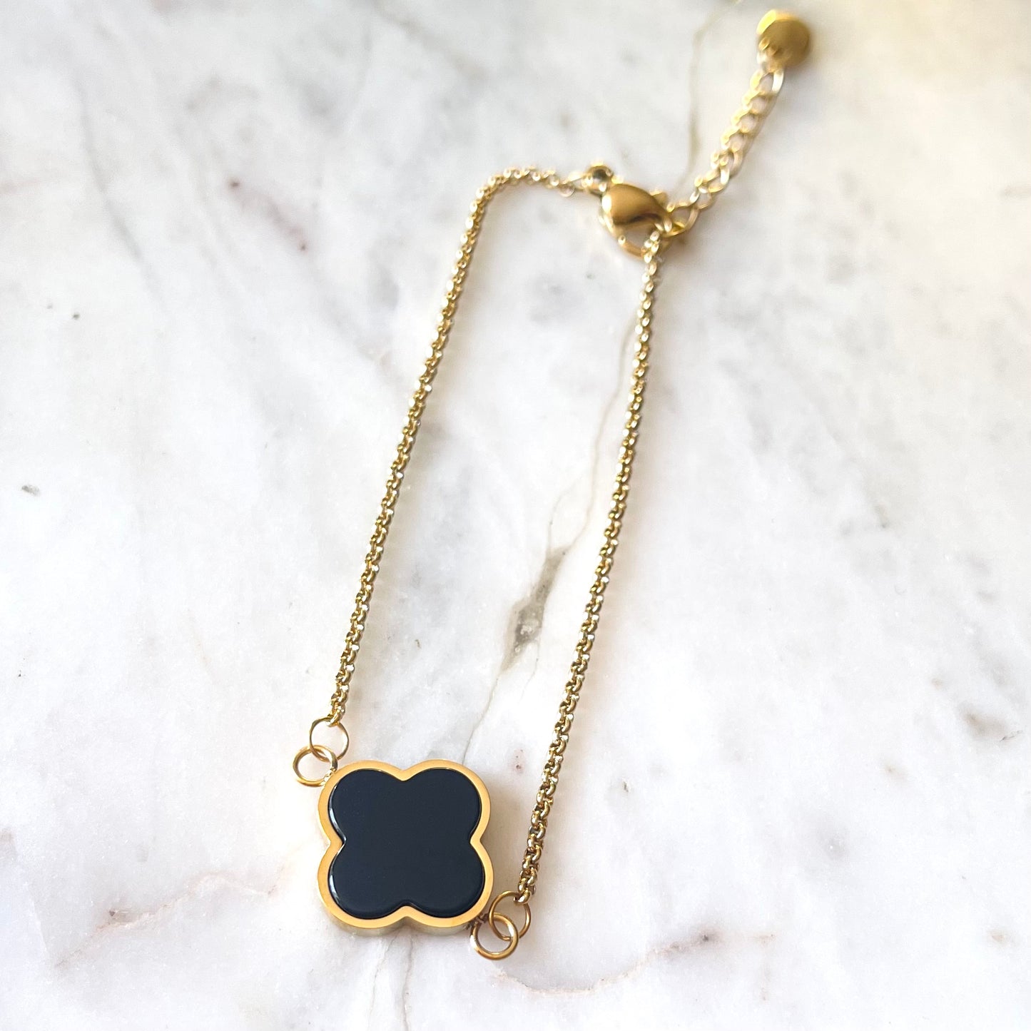 Black Onyx Clover Bracelet