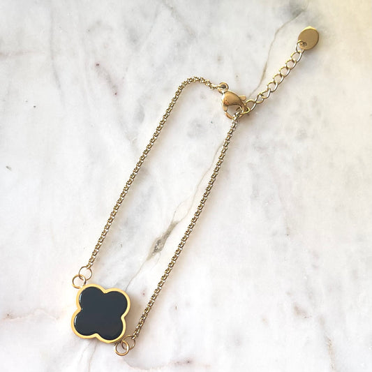 Black Onyx Clover Bracelet