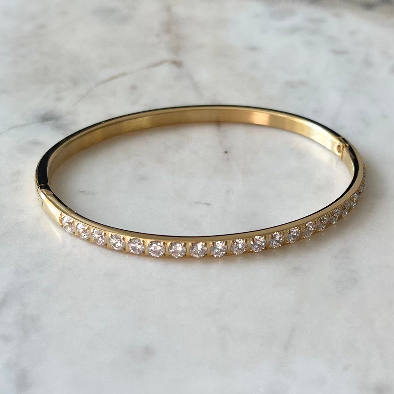 Round CZ Bangle - Gold or Silver