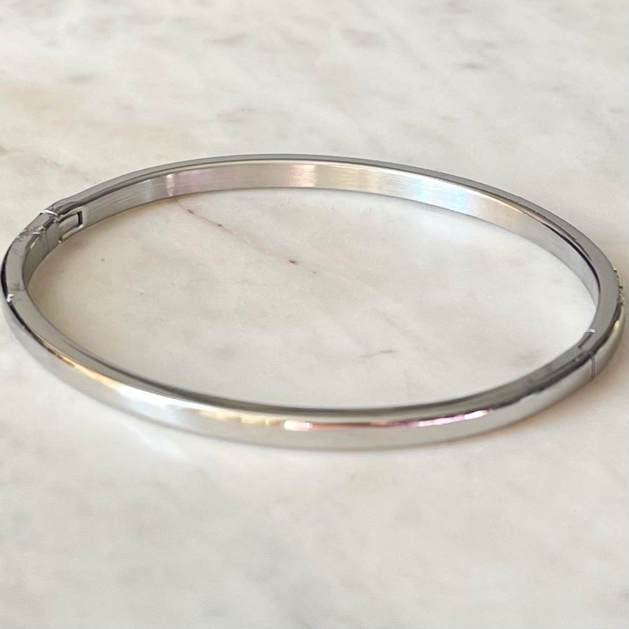 Round CZ Bangle - Gold or Silver