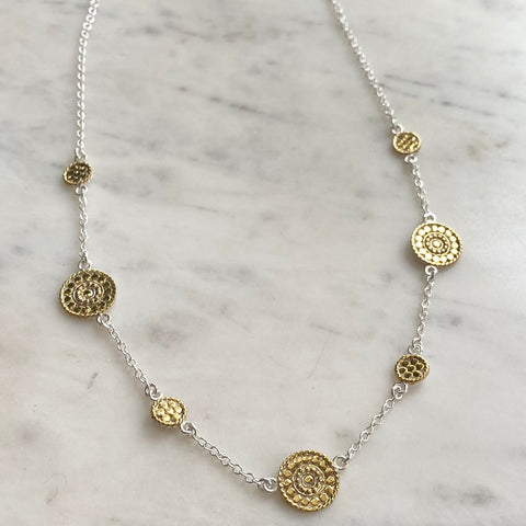 Silver And Gold Disk Handmade Necklace