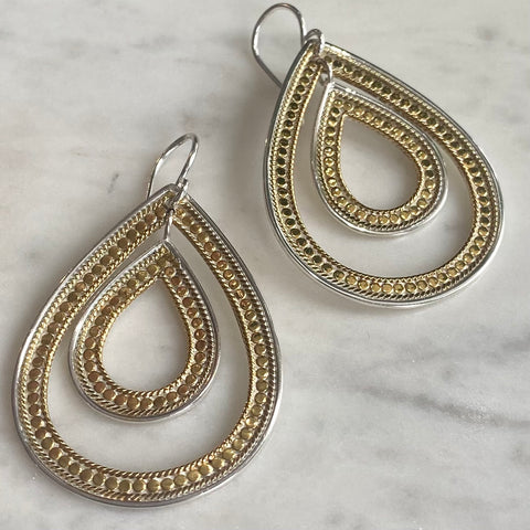 Handmade Silver and Gold Teardrop Earrings
