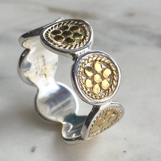 Handmade Silver and Gold Disc Ring
