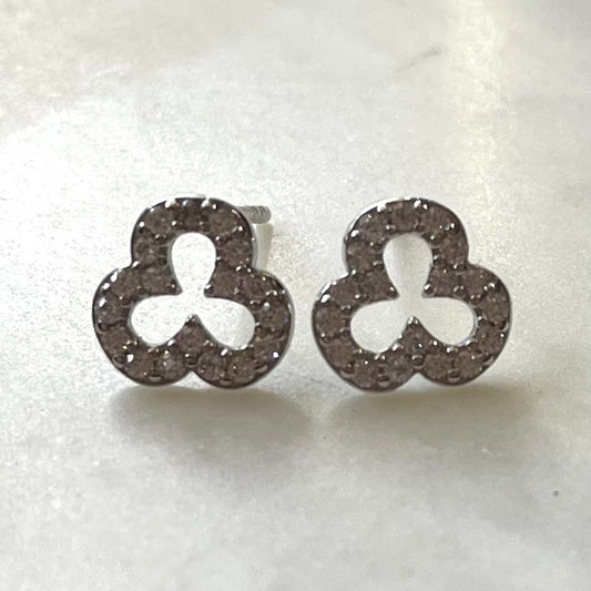 Silver and Cubic Zirconia Clover Earrings