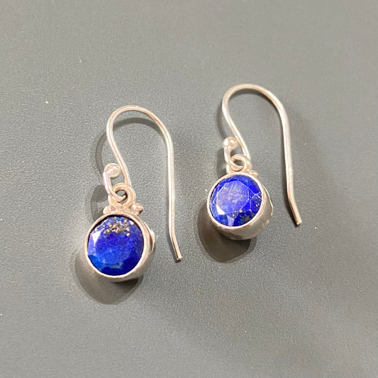 Round Lapis Drops - Silver
