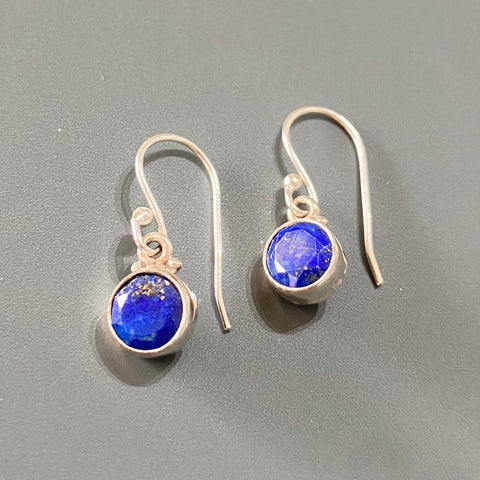Round Lapis Drops - Silver