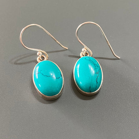 Oval Turquoise Drops - Silver