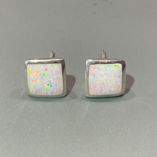 Square Opal Studs