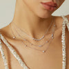 Bezel Cubic Zirconia Station Necklace - Silver or Gold