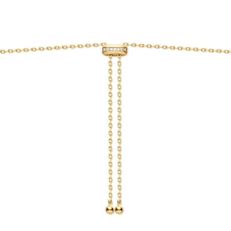 Bezel Cubic Zirconia Station Necklace - Silver or Gold