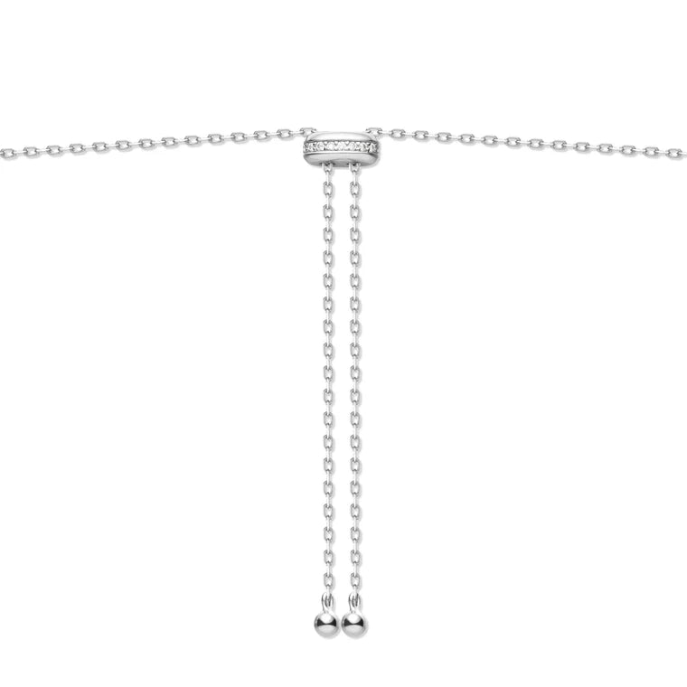 Bezel Cubic Zirconia Station Necklace - Silver or Gold
