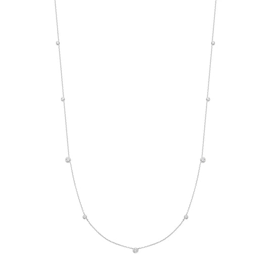 Bezel Cubic Zirconia Station Necklace - Silver or Gold