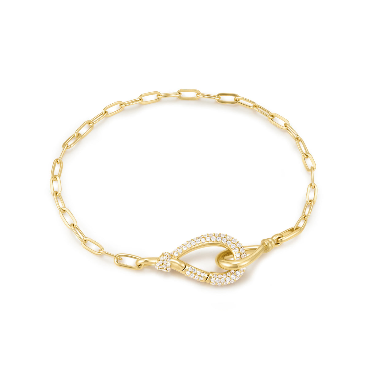 Gold Interlocked Pavé & Polished Knot Bracelet