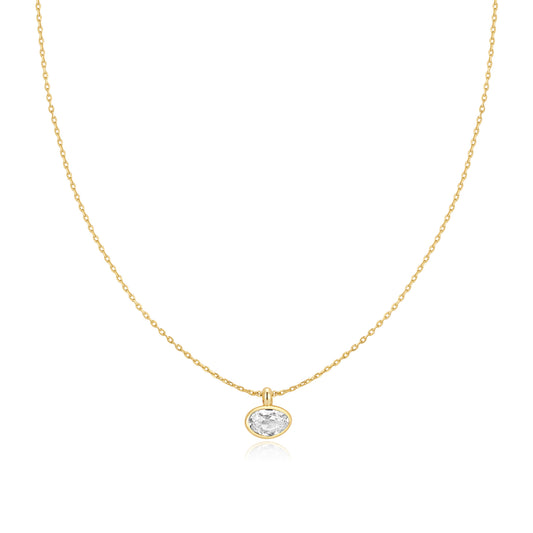 Gold Bezel Organic Pebble Necklace