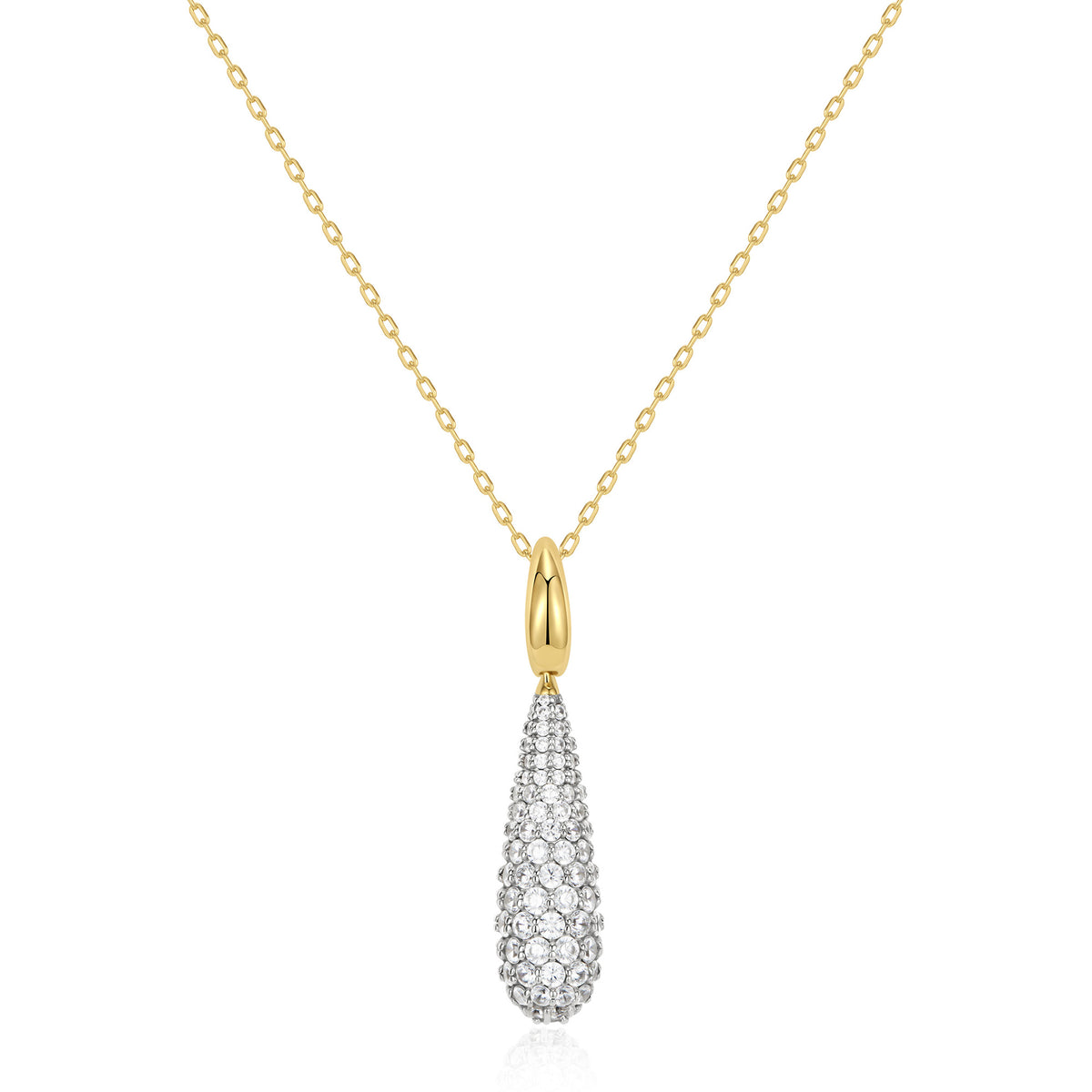 Gold Pavé Statement Teardrop Necklace