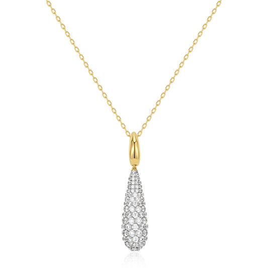 Gold Pavé Statement Teardrop Necklace