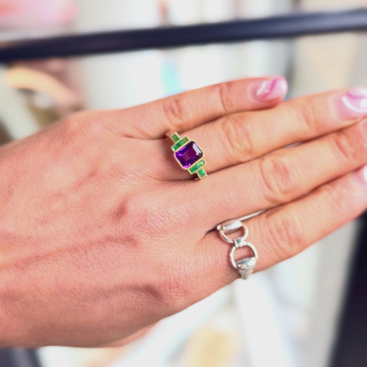 Amethyst and Emerald Ring