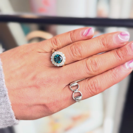 London Blue Topaz and Diamond Ring