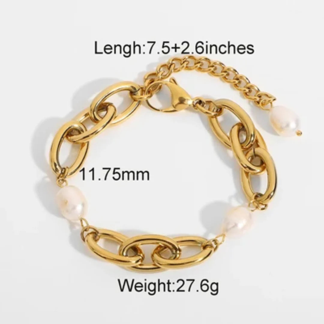Link Chain Pearl Bracelet
