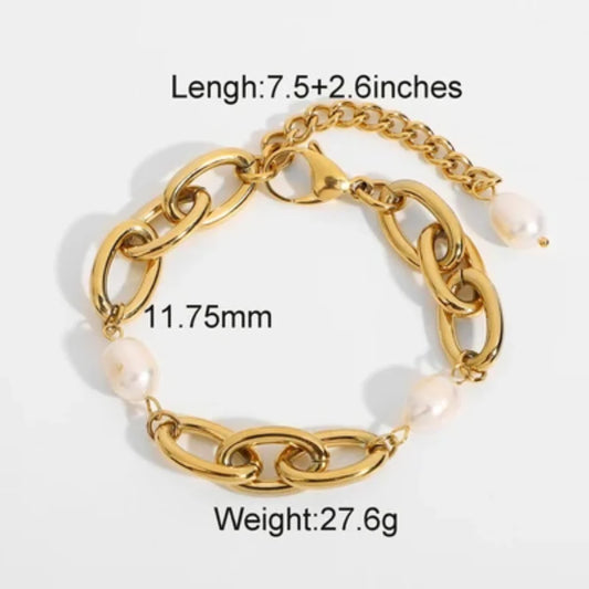 Link Chain Pearl Bracelet