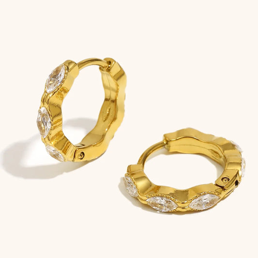 Cats Eye Huggie Hoop Earrings