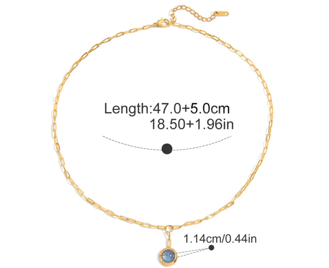 Interlocking Pendant Necklace - Blue Stone