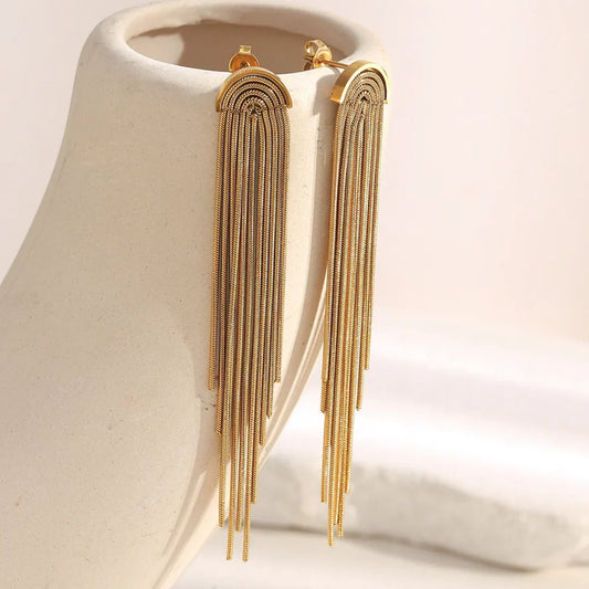 Waterfall Gold Tassel Earrings