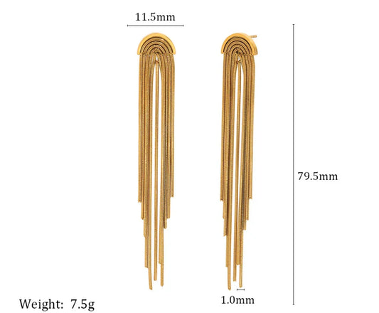 Waterfall Gold Tassel Earrings
