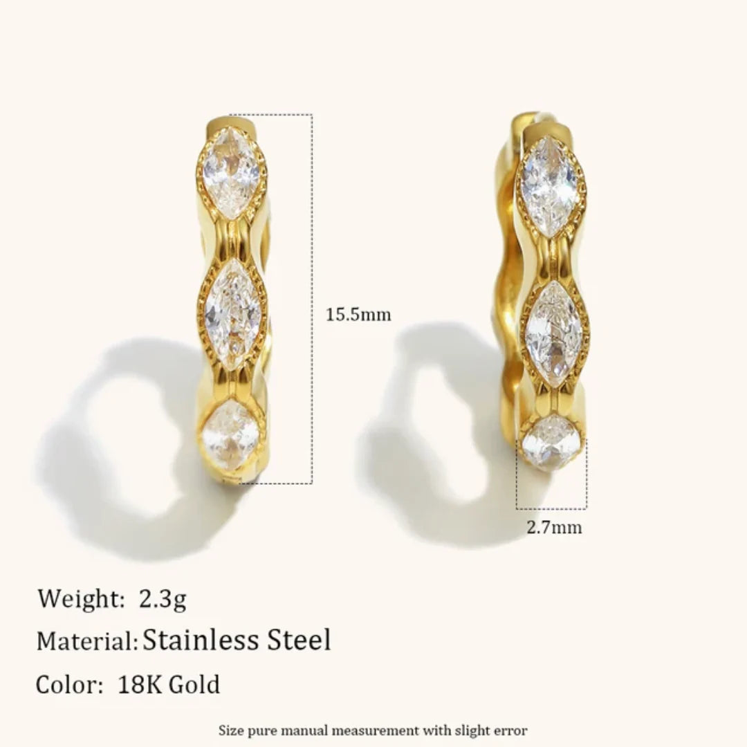 Cats Eye Huggie Hoop Earrings