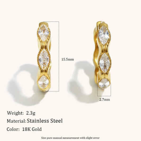 Cats Eye Huggie Hoop Earrings