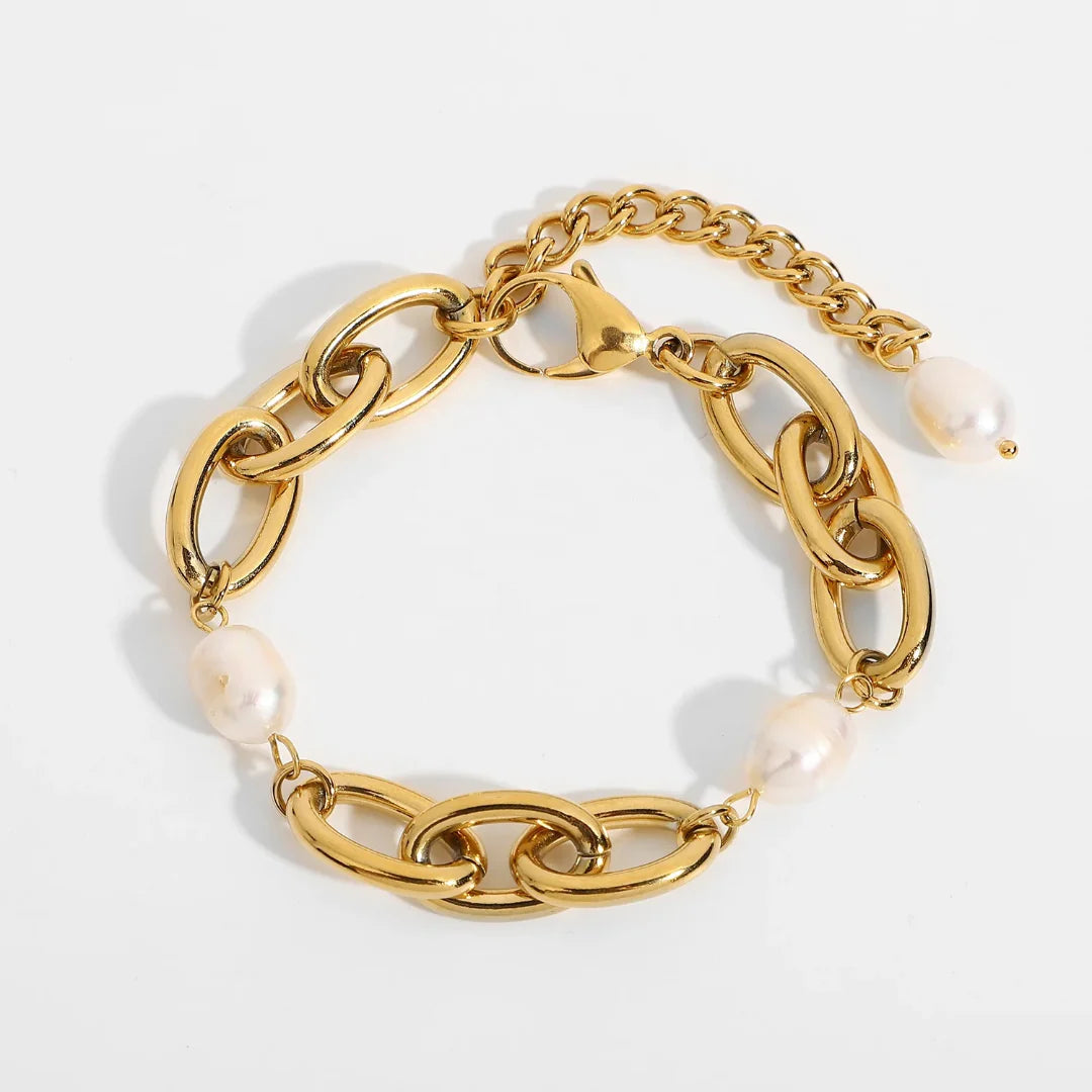 Link Chain Pearl Bracelet
