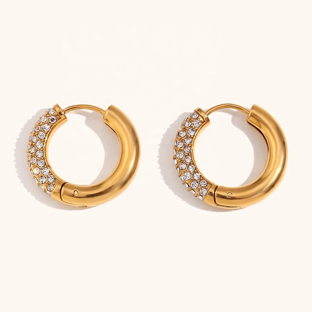 Sparkle Huggie Hoop Earrings - Gold