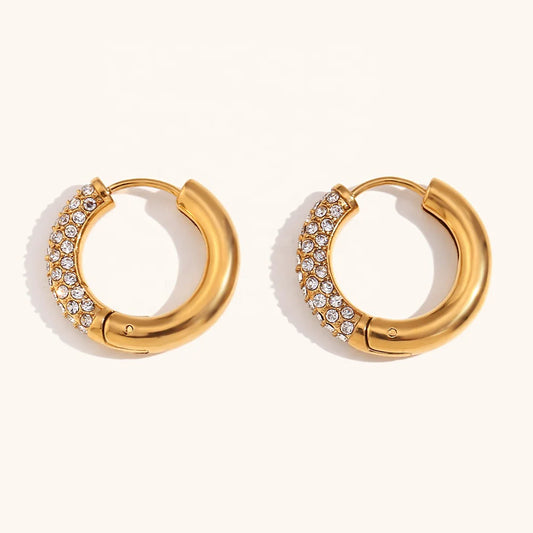 Sparkle Huggie Hoop Earrings - Gold