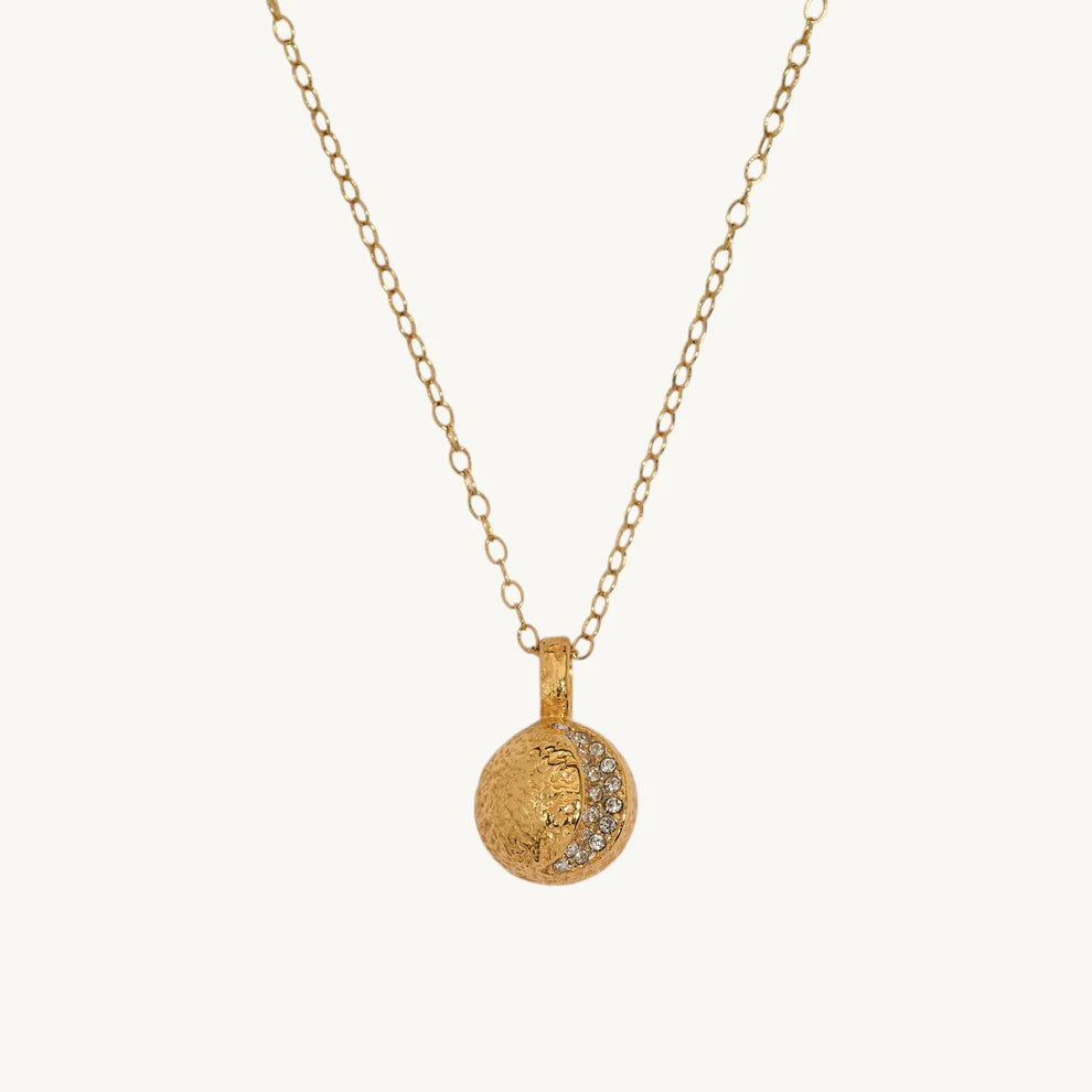 Gold Moon Necklace with Heart Connector