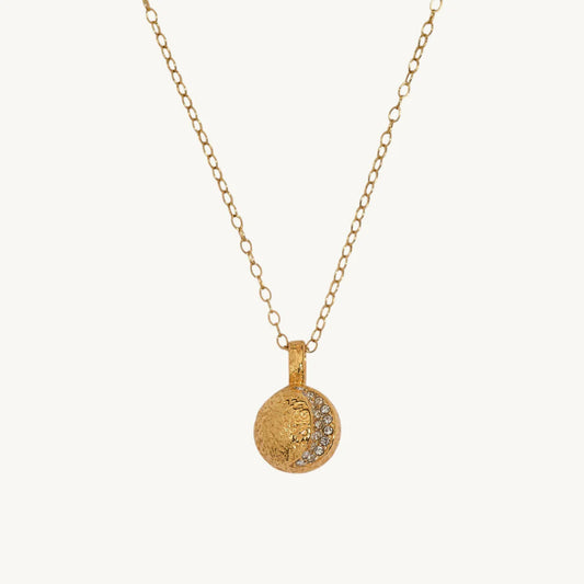 Gold Moon Necklace with Heart Connector