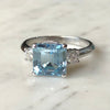 Aquamarine and Diamond Three Stone 18ct Ring
