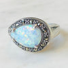 White Opal Marcasite Ring