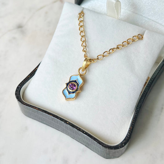 Amethyst enamelled necklace