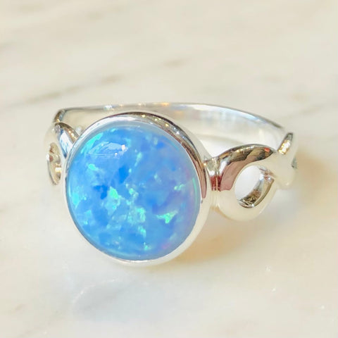 Blue Opal With Twist Design Ring