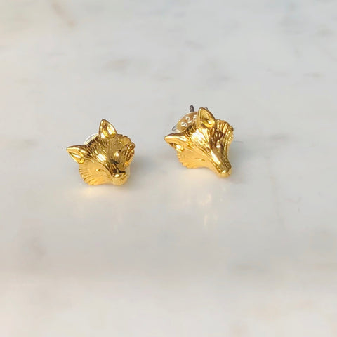 Fox Gold Plated Stud Earrings
