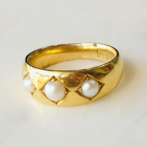 Victorian gold and Pearl Gypsy ring
