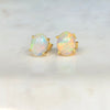 Opal Claw Set Gold Stud Earrings