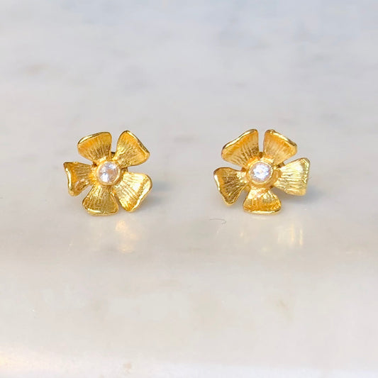 Moonstone Flower Stud Earrings