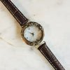 Silver Watch with Brown Leather Strap