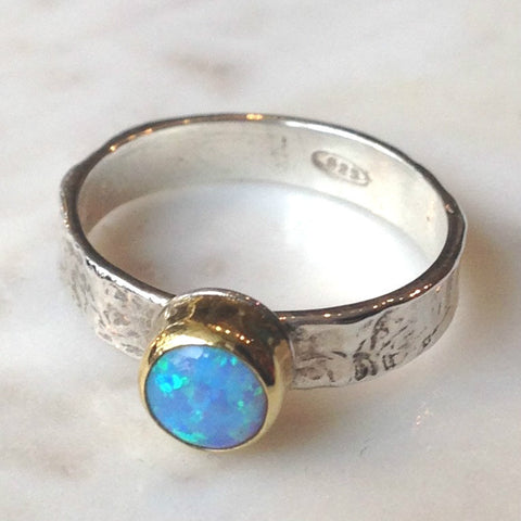 Silver, Gold & Opal Ring