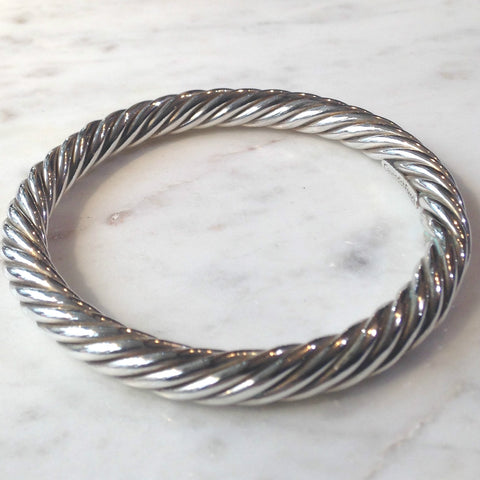 Heavy Twisted Silver Bangle